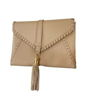 Moda Luxe Maggie Vegan Leather Boho Women’s Tassel Clutch Pink Mauve Like New